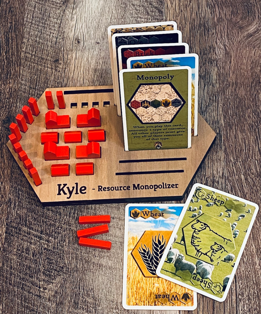 Personalized Game Piece Holders for Popular Game Board Walnut Custom