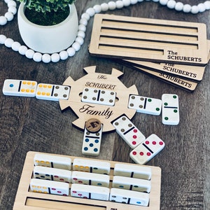 Mexican Train Personalized Hub And Holder Set Dominoes Custom Name Family Game Night