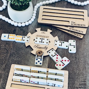 Mexican Train Personalized Hub And Holder Set Dominoes Custom Name Family Game Night