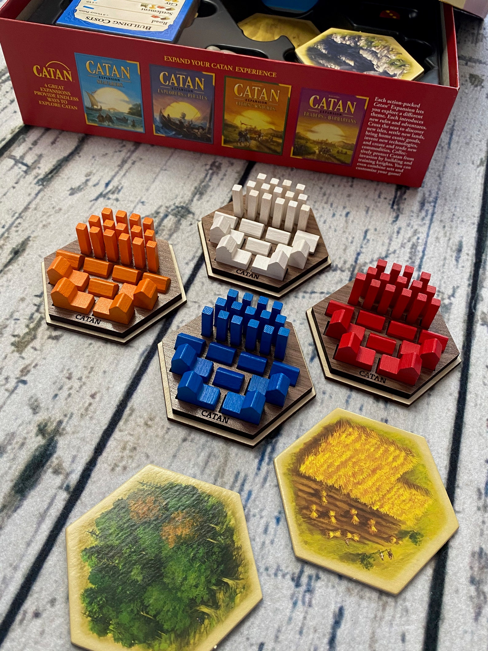Catan Game Piece Holder Premium Walnut wood stand set of 4 Etsy
