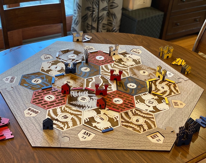 GIANT Game  3.5’ X 3.5’ Custom Made Hexagon Gameboard Set Wooden Custom Game Board Handmade Laser Cut Hand painted