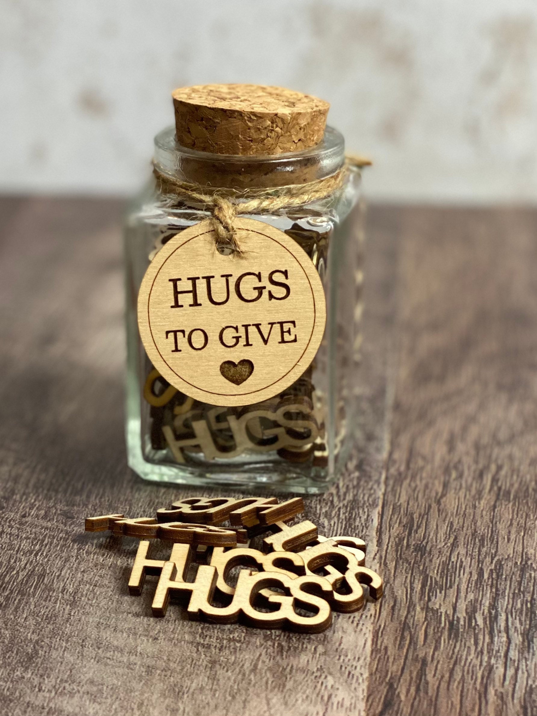 Jar of Hugs: Wooden Hug Tokens, Long Distance Gift - Etsy