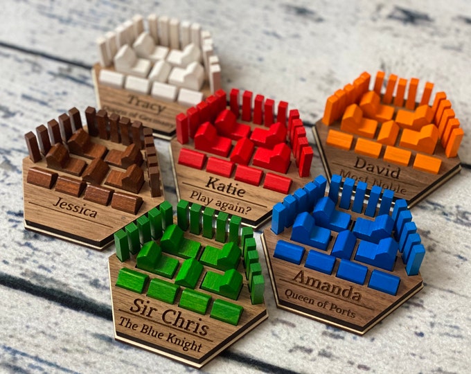 Personalized Game Piece Holders for popular game board Finished Walnut custom engraving game accessory