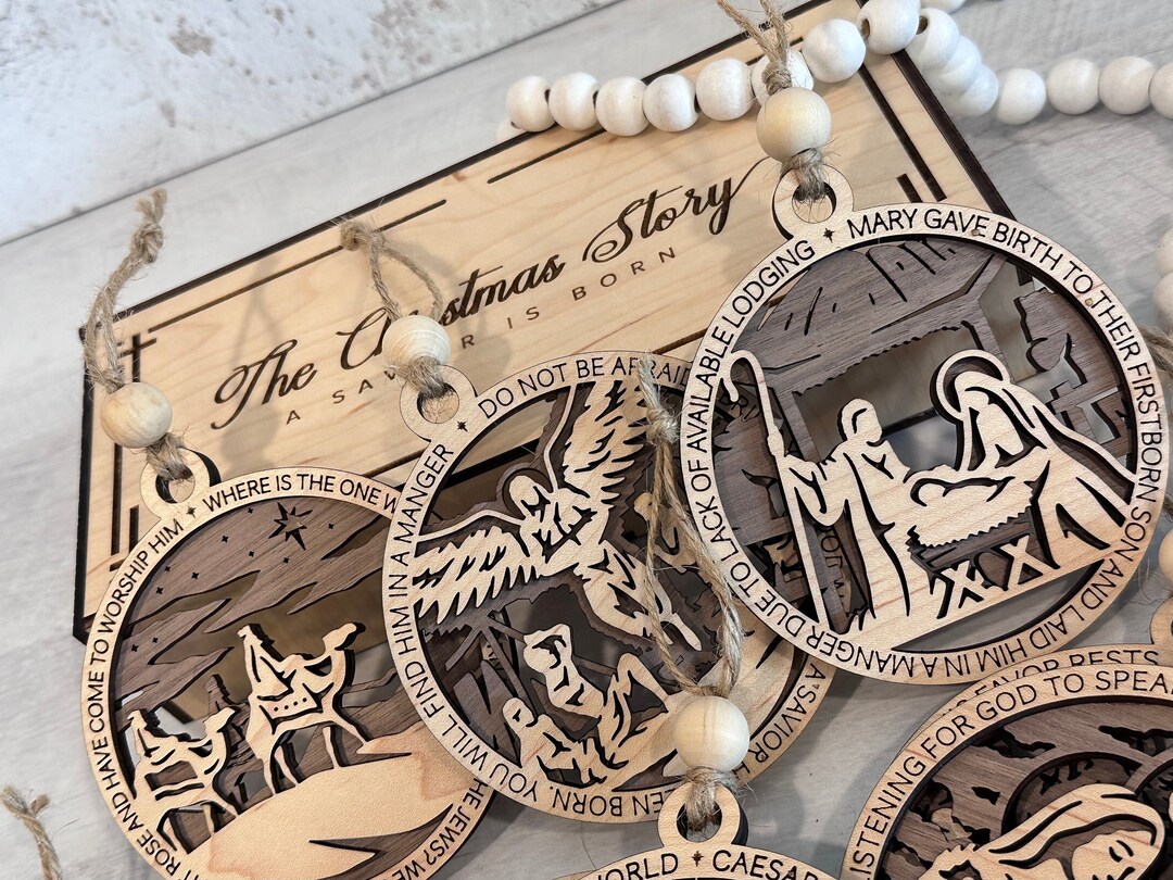 A Christmas Nativity Story Ornament Set With Gift Box Holiday Keepsakes