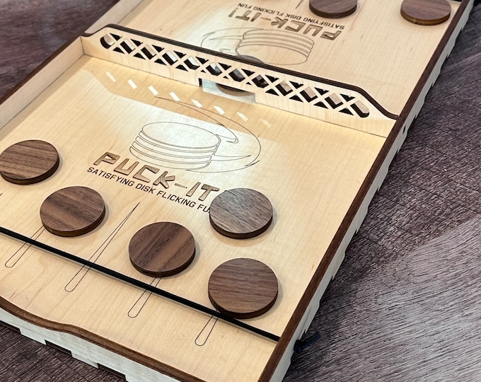 Hockey Sling Puck Board Game: Maple Wood Tabletop Game