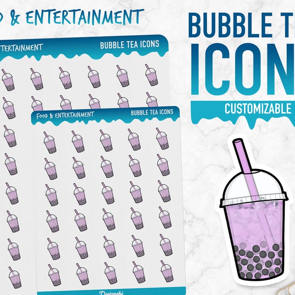 Food & Entertainment | Bubble Tea Icons | Planner Stickers