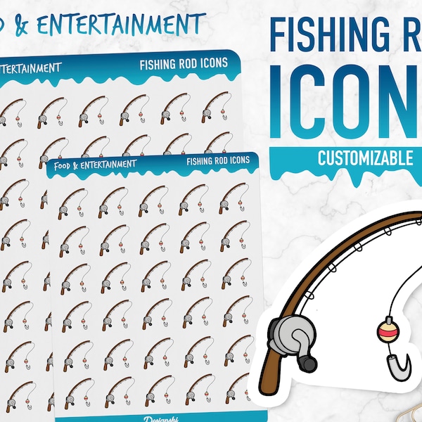 Food & Entertainment | Fishing Rod Icons | Planner Stickers