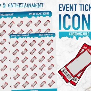 Essen & Unterhaltung | Event Ticket Icons | Planner Sticker