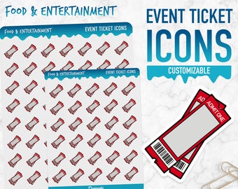Essen & Unterhaltung | Event Ticket Icons | Planner Sticker
