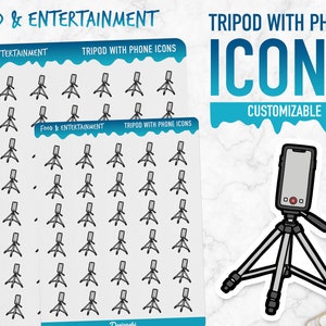 Essen & Unterhaltung | Stativ mit Telefon Icons | Planner Sticker