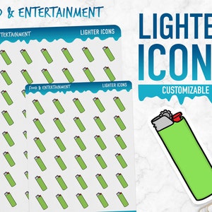Essen & Unterhaltung | Feuerzeug Icons | Planner Sticker