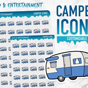 Comida y entretenimiento / Iconos de campistas / Pegatinas de planificador