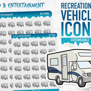 Essen & Unterhaltung | Wohnmobil Icons | Planner Sticker