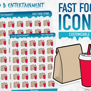 Essen & Unterhaltung | Fast Food Icons | Planner Sticker