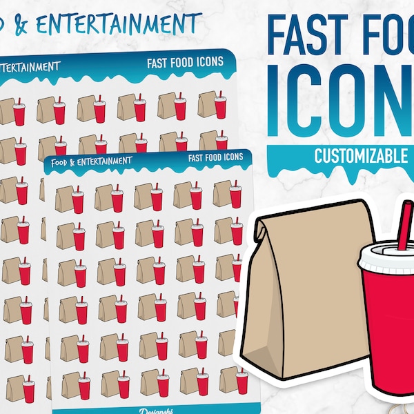 Food & Entertainment | Fast Food Icons | Planner Stickers