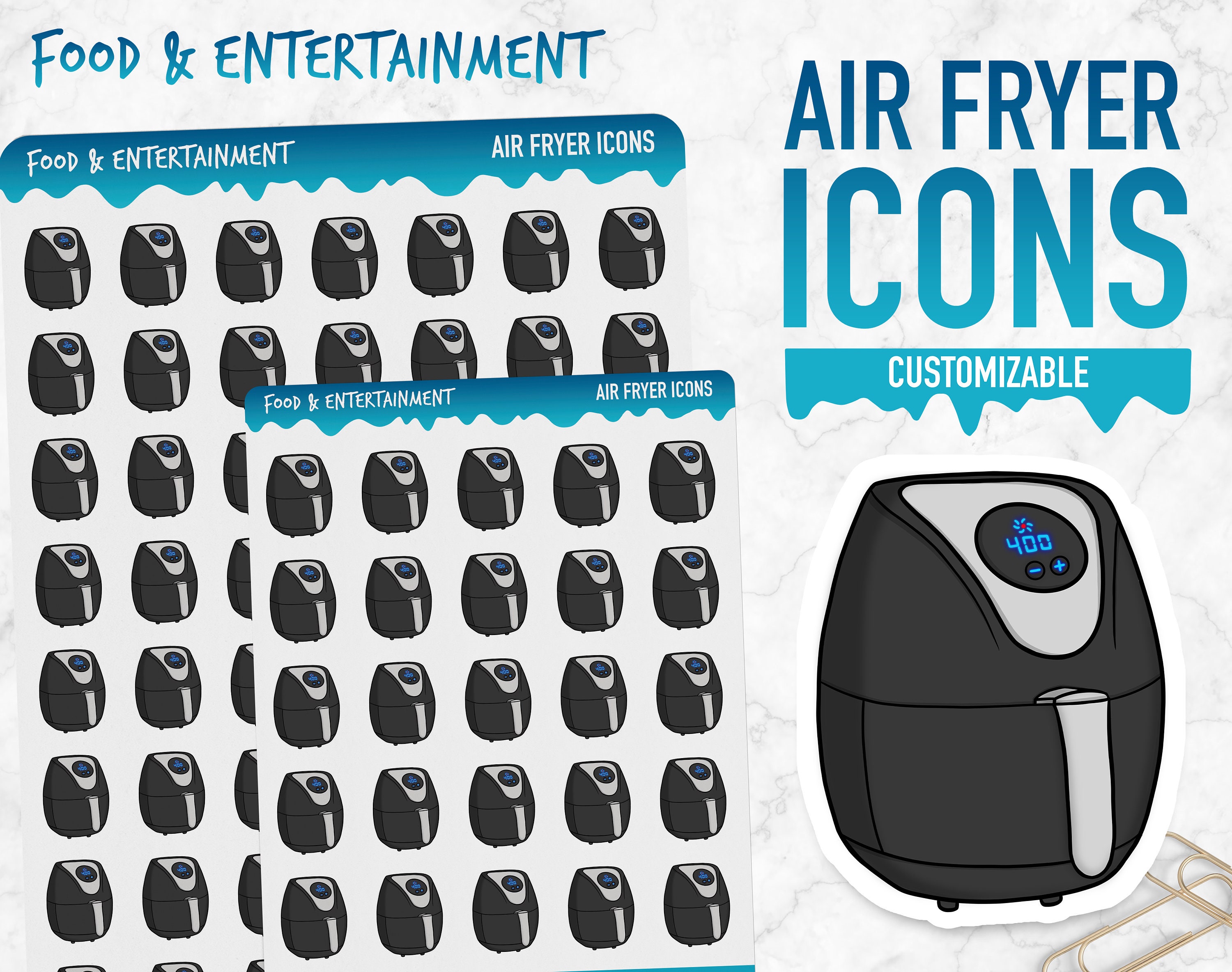 Food & Entertainment Air Fryer Icons Planner Stickers Etsy