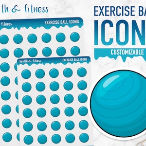 Gezondheid & Fitness | Oefening Bal Pictogrammen | Planner-stickers