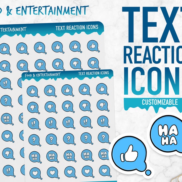 Food & Entertainment | Text Reaction Icons | Planner Stickers