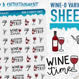 Jedzenie i rozrywka | Arkusz odmian Wine-O | Naklejki do planera