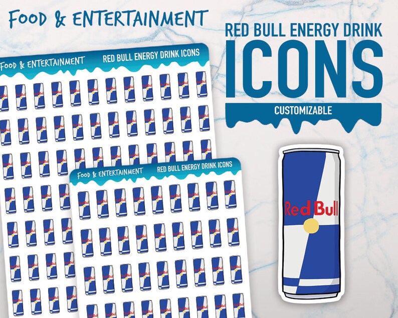 Food Entertainment Red Bull Energy Drink Icons Planner Etsy