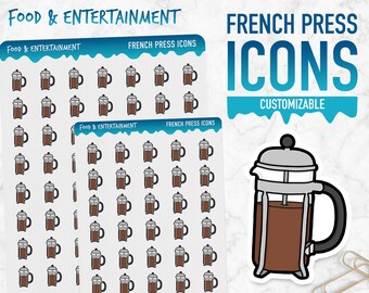 Food & Entertainment | French Press Icons | Planner Stickers