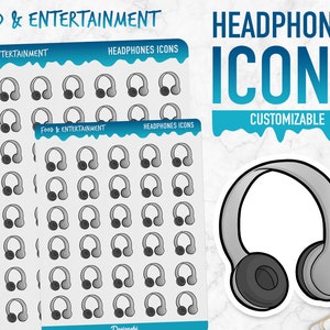 Essen & Unterhaltung | Kopfhörer Icons | Planner Sticker