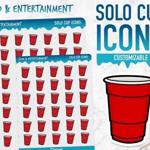 Eten & Vermaak | Solo Cup-pictogrammen | Planner-stickers