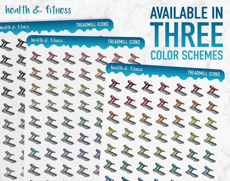 Health & Fitness Treadmill Icons Planner Stickers image 5