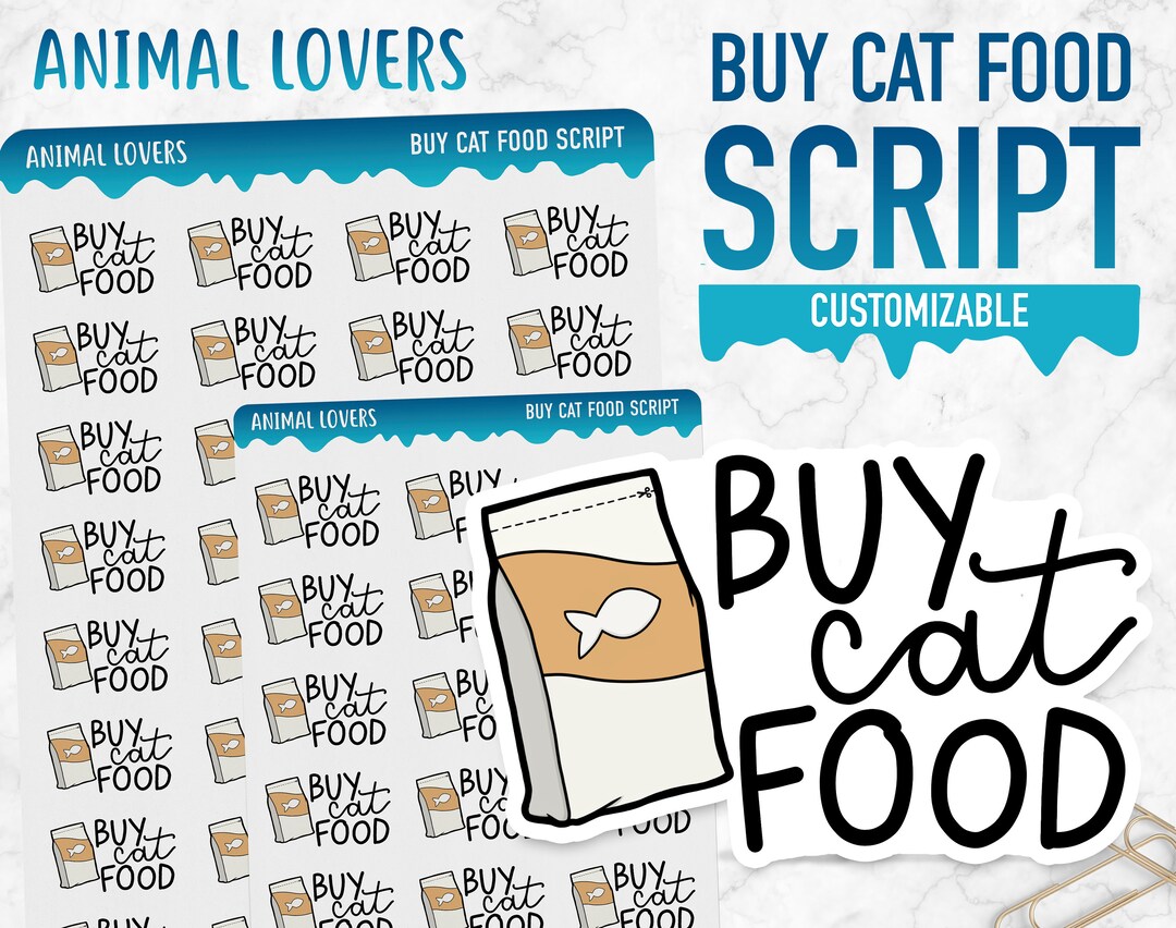 Animal Lovers Buy Cat Food Script Planner Stickers - Etsy