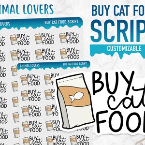 Amanti degli animali / Acquista script di cibo per gatti / adesivi Planner