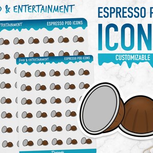 Essen & Unterhaltung | Espresso Pad Icons | Planner Sticker