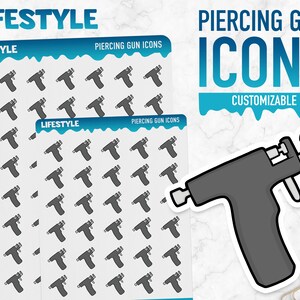 Levensstijl | Piercing Pistool Pictogrammen | Planner-stickers
