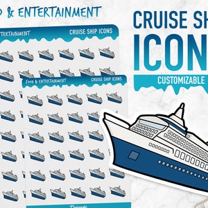 Nourriture et divertissement | Icônes de bateau de croisière | Autocollants de planificateur