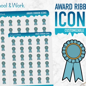 Escuela y trabajo / Iconos de cinta de premios / Pegatinas de planificador