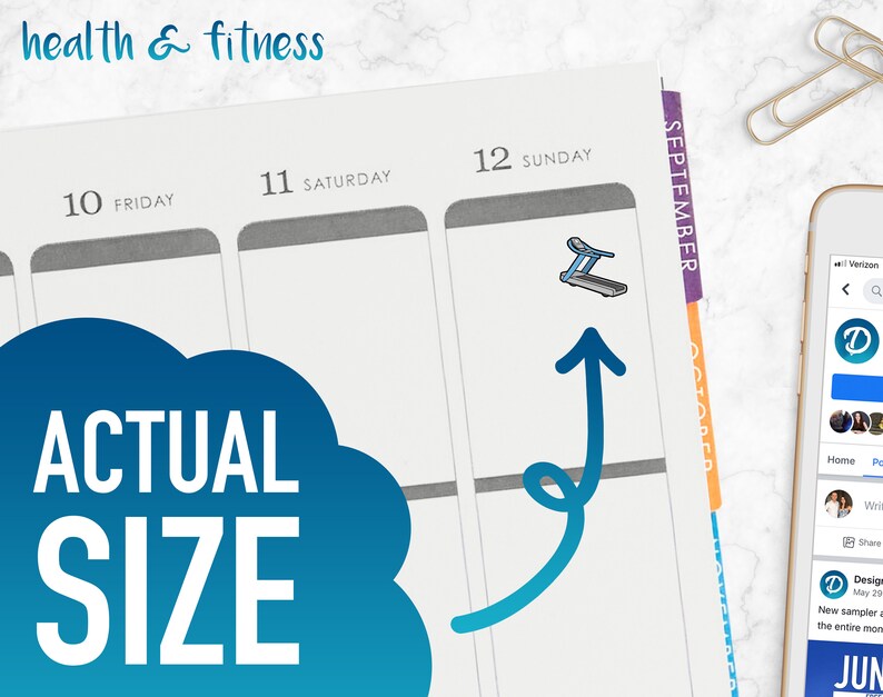 Health & Fitness Treadmill Icons Planner Stickers image 4