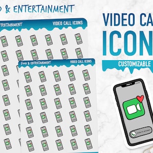 Essen & Unterhaltung | Videoanruf Icons | Planner Sticker