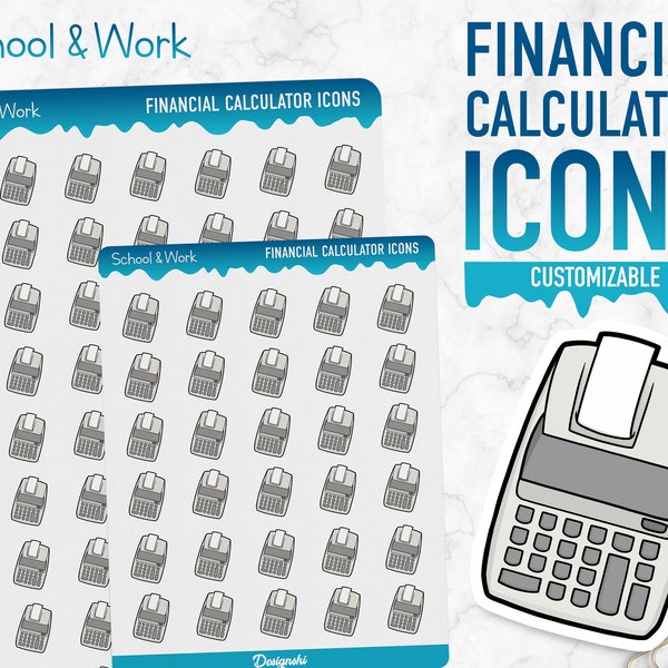 School & Work | Financial Calculator Icons | Planner Stickers