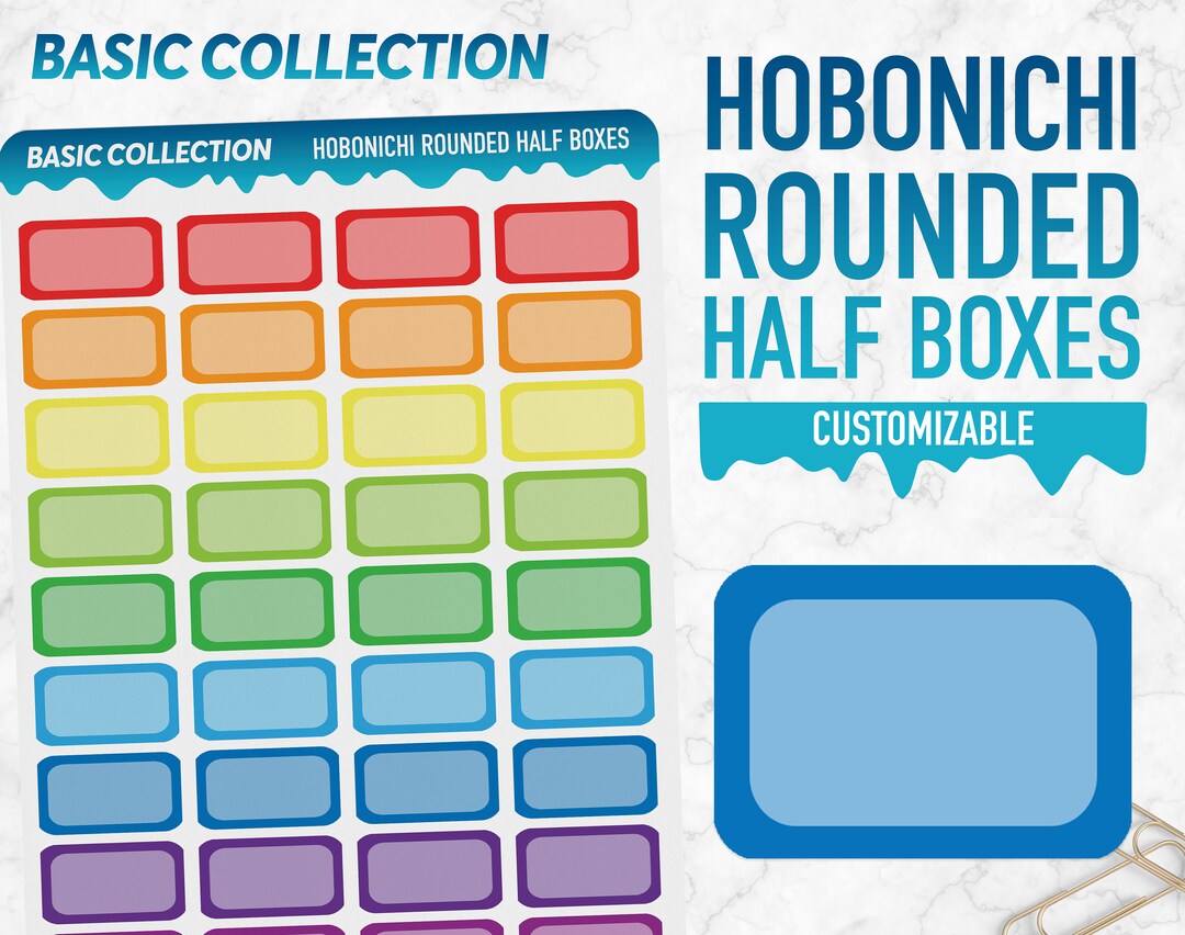 Basic Collection HOBO Rounded Half Boxes Planner Stickers - Etsy