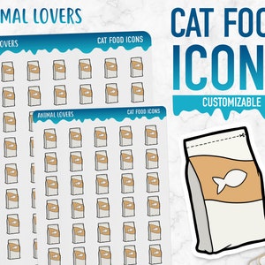 Amanti degli animali / icone cibo per gatti / adesivi Planner