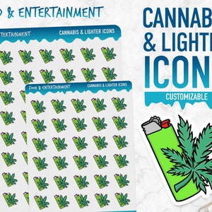 Essen & Unterhaltung | Cannabis und Feuerzeug Icons | Planner Sticker