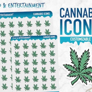 Essen & Unterhaltung | Cannabis Symbole | Planner Sticker