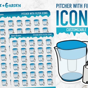 Home & Garden | Pitcher with Filter Icons | Planner Stickers