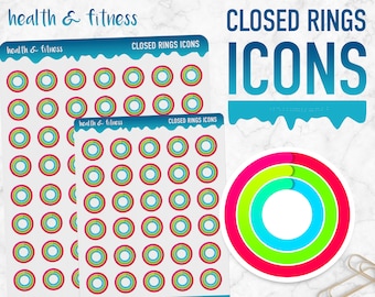 Gesundheit & Fitness | Geschlossene Ringe Icons | Planer Sticker