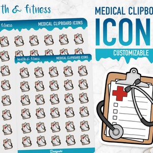 Gezondheid & Fitness | Medische klembordpictogrammen | Planner-stickers