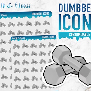Health & Fitness | Dumbbell Icons | Planner Stickers