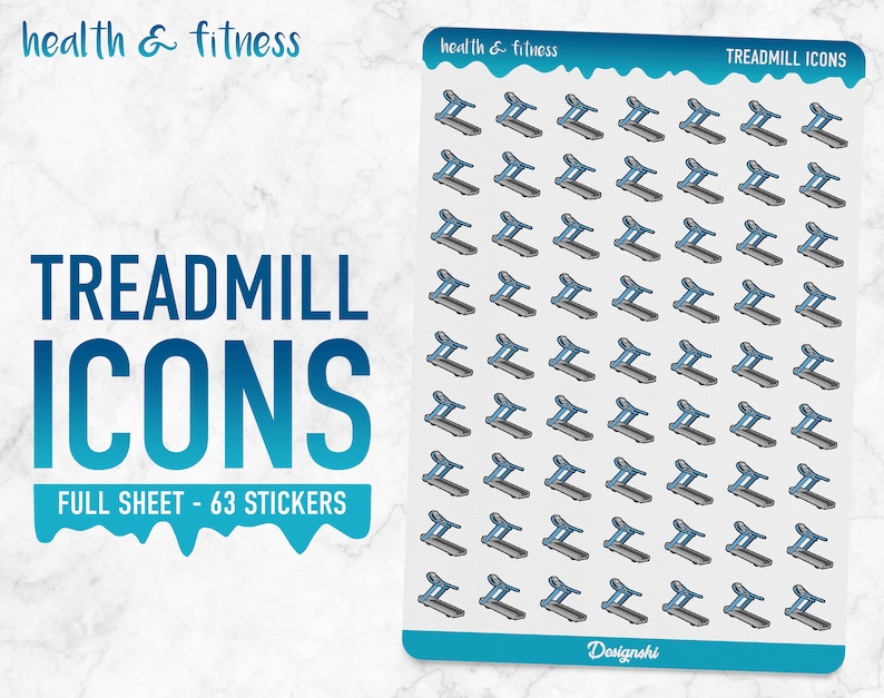 Health & Fitness Treadmill Icons Planner Stickers image 3