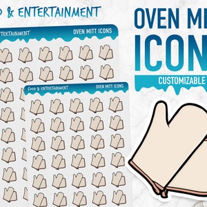 Essen & Unterhaltung | Ofenhandschuh Icons | Planner Sticker