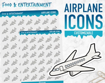 Food & Entertainment | Airplane Icons | Planner Stickers