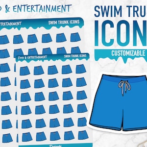 Food & Entertainment | Swim Trunk Icons | Planner Stickers