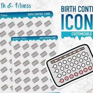 Salud y estado físico / Iconos de control de la natalidad / Pegatinas del planificador